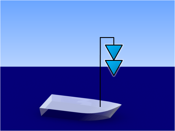 bateau transportant des matières dangereuses pour la santé montrant 2 cônes bleus pointe en bas